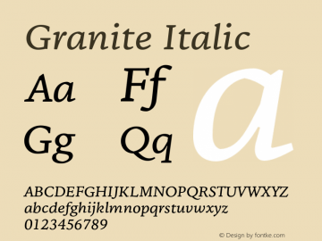 Granite-Italic Version 1.000 Font Sample