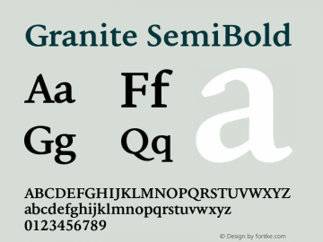 Granite-SemiBold Version 1.000 Font Sample