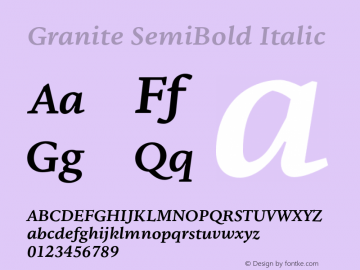 Granite-SemiBoldItalic Version 1.000 Font Sample