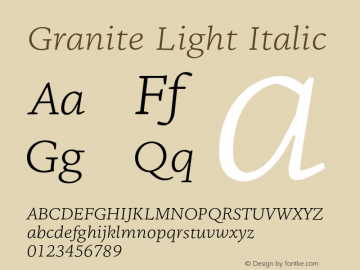 Granite-LightItalic Version 1.000 Font Sample