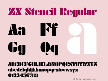 ZX Stencil mfgpctt-v4.4 Dec 10 1998 Font Sample