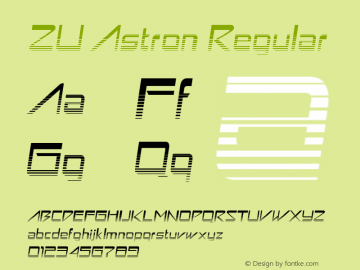 ZU Astron Version 1.0; 2000; initial release Font Sample