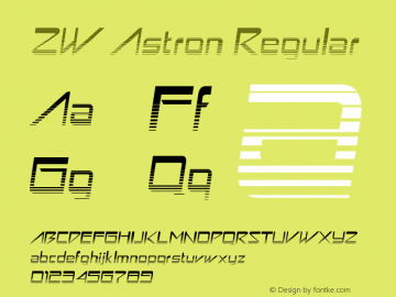 ZW Astron Version 1.0; 2000; initial release Font Sample