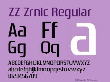 ZZ Zrnic Version 1.11 Font Sample