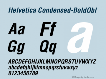 Helvetica.Condensed Bold Oblique Version 001.002图片样张
