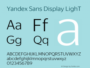 Yandex Sans Display Light Version 1.1 2015图片样张