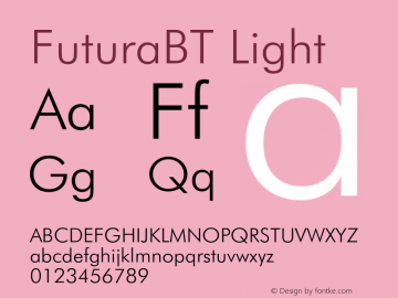 FuturaBT-Light Version 3.001图片样张