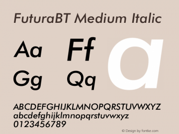 FuturaBT-MediumItalic Version 3.001图片样张