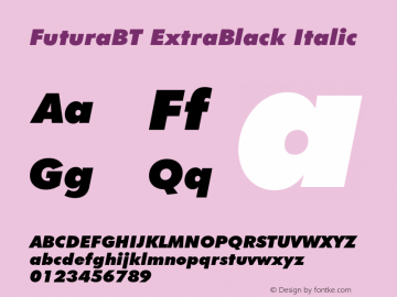 FuturaBT-ExtraBlackItalic Version 3.001图片样张