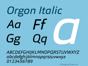 Orgon-Italic Version 1.000 Font Sample