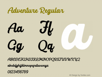 Adventure Version 1.000 Font Sample