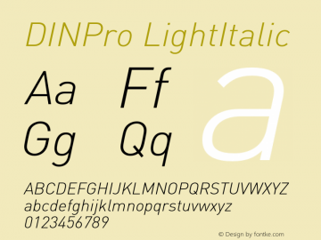 DINPro-LightItalic Version 7.046; 2005图片样张