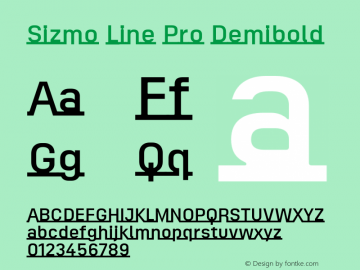Sizmo Line Pro Demibold Version 7.504; 2017; Build 1031 Font Sample