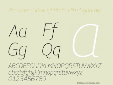 Panorama-UltraLightItalicUltraL Version 1.0 Font Sample