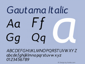 Gautama-Italic Version 1.000 Font Sample