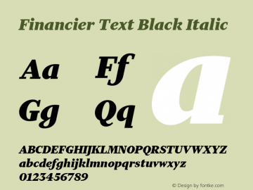 Financier Text Black Italic Version 1.002;September 1, 2017;FontCreator 11.0.0.2388 64-bit图片样张