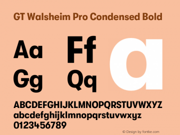 GT Walsheim Pro Condensed Bold Version 2.001;PS 002.001;hotconv 1.0.88;makeotf.lib2.5.64775 Font Sample
