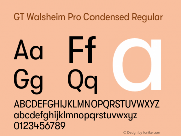 GT Walsheim Pro Condensed Regular Version 2.001;PS 002.001;hotconv 1.0.88;makeotf.lib2.5.64775 Font Sample