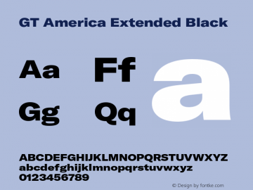 GT America Extended Black Version 5.001;PS 005.001;hotconv 1.0.88;makeotf.lib2.5.64775 Font Sample