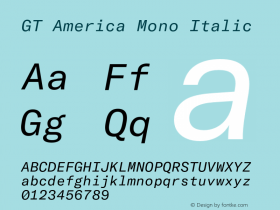 GT America Mono Regular Italic Version 2.001;PS 002.001;hotconv 1.0.88;makeotf.lib2.5.64775图片样张