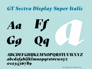 GT Sectra Display Super Italic Version 1.000;PS 001.000;hotconv 1.0.88;makeotf.lib2.5.64775 Font Sample