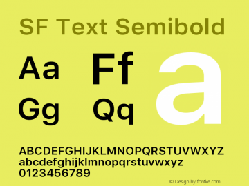 SF Text Semibold Version 13.0d1e55 Font Sample
