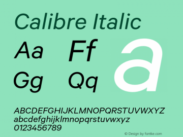 Calibre Italic Version 2.000;PS 1.000;hotconv 16.6.51;makeotf.lib2.5.65220图片样张