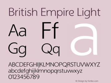 British Empire Light Version 1.00 2017 Font Sample