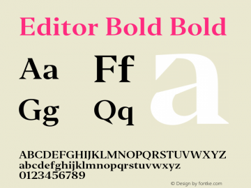 Editor Bold Bold Version 1.0 Font Sample