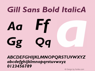 Gill Sans Bold ItalicA 1.0 Mon Feb 06 16:06:40 1995 Font Sample