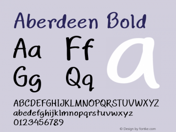 Aberdeen Bold Version 1.00 September 7, 2017, initial release图片样张