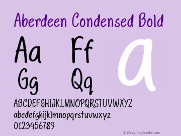 Aberdeen Condensed Bold Version 1.00 September 7, 2017, initial release图片样张