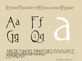 Rennie Mackintosh Renaissance Version 1.00, initial release Font Sample