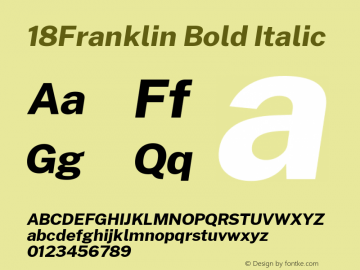 18Franklin Bold Italic Version 1.030 Font Sample