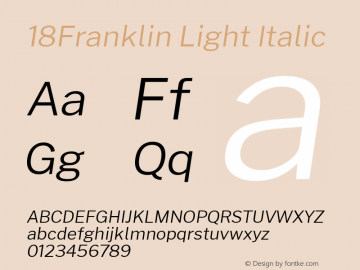 18Franklin Light Italic Version 1.030 Font Sample