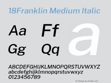18Franklin Medium Italic Version 1.030 Font Sample