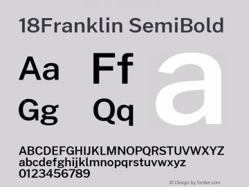 18Franklin SemiBold Version 0.030 Font Sample