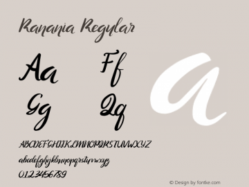 Ranania  Regular Version 1.000;PS 001.001;hotconv 1.0.56 Font Sample