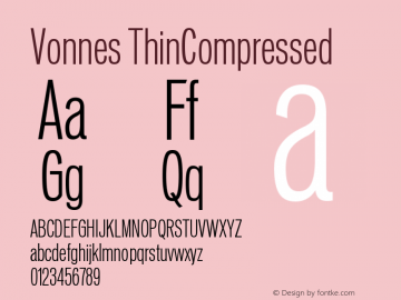 Vonnes-ThinCompressed Version 001.000 Font Sample