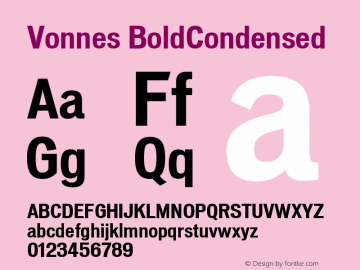 Vonnes-BoldCondensed Version 001.000 Font Sample