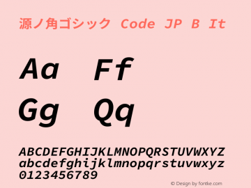 源ノ角ゴシック Code JP B It  Font Sample