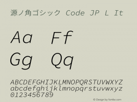 源ノ角ゴシック Code JP L It  Font Sample