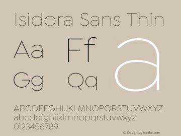 IsidoraSans-Thin Version 1.000;PS 001.000;hotconv 1.0.88;makeotf.lib2.5.64775 Font Sample