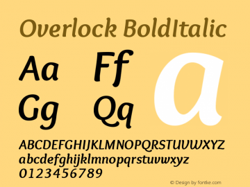 Overlock BoldItalic Version 1.001 Font Sample