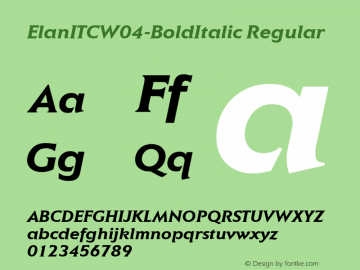 Elan ITC W04 Bold Italic Version 1.00图片样张