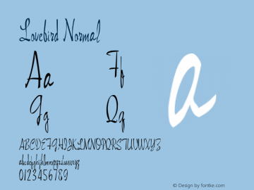 Lovebird Normal 1.0 Mon Oct 10 20:15:37 1994 Font Sample