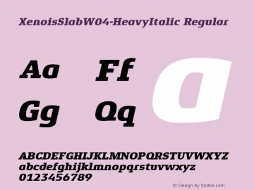 Xenois Slab W04 Heavy Italic Version 1.1 Font Sample