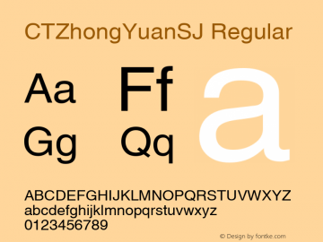 CTZhongYuanSJ Version 1.00 November 9, 2017, initial release Font Sample