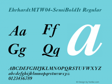 Ehrhardt MT W04 SemiBold Italic Version 1.10 Font Sample