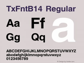 TxFntB14 Regular Altsys Fontographer 4.0.4 1/1/96 Font Sample